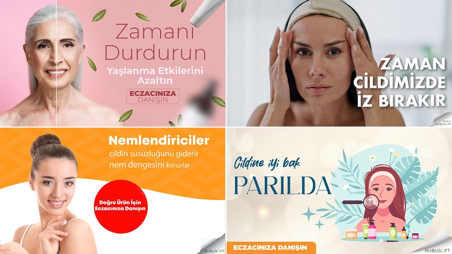 Ağız ve diş bakımı kategorisinden dört hazır içerik tasarımı